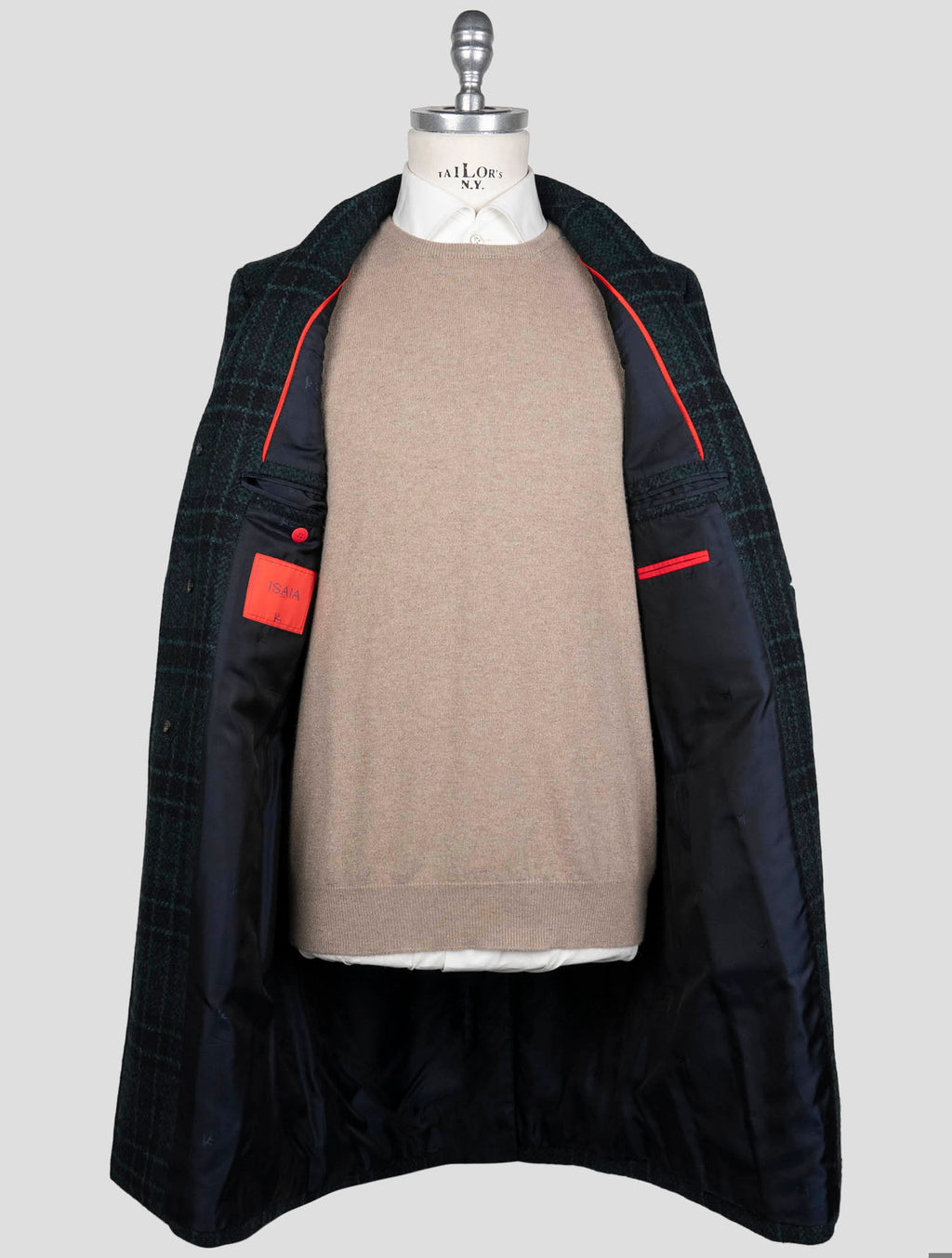 Isaia Green Wool Pa Overcoat