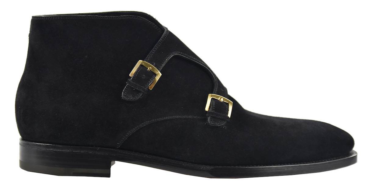 KITON Black Leather Suede Boots