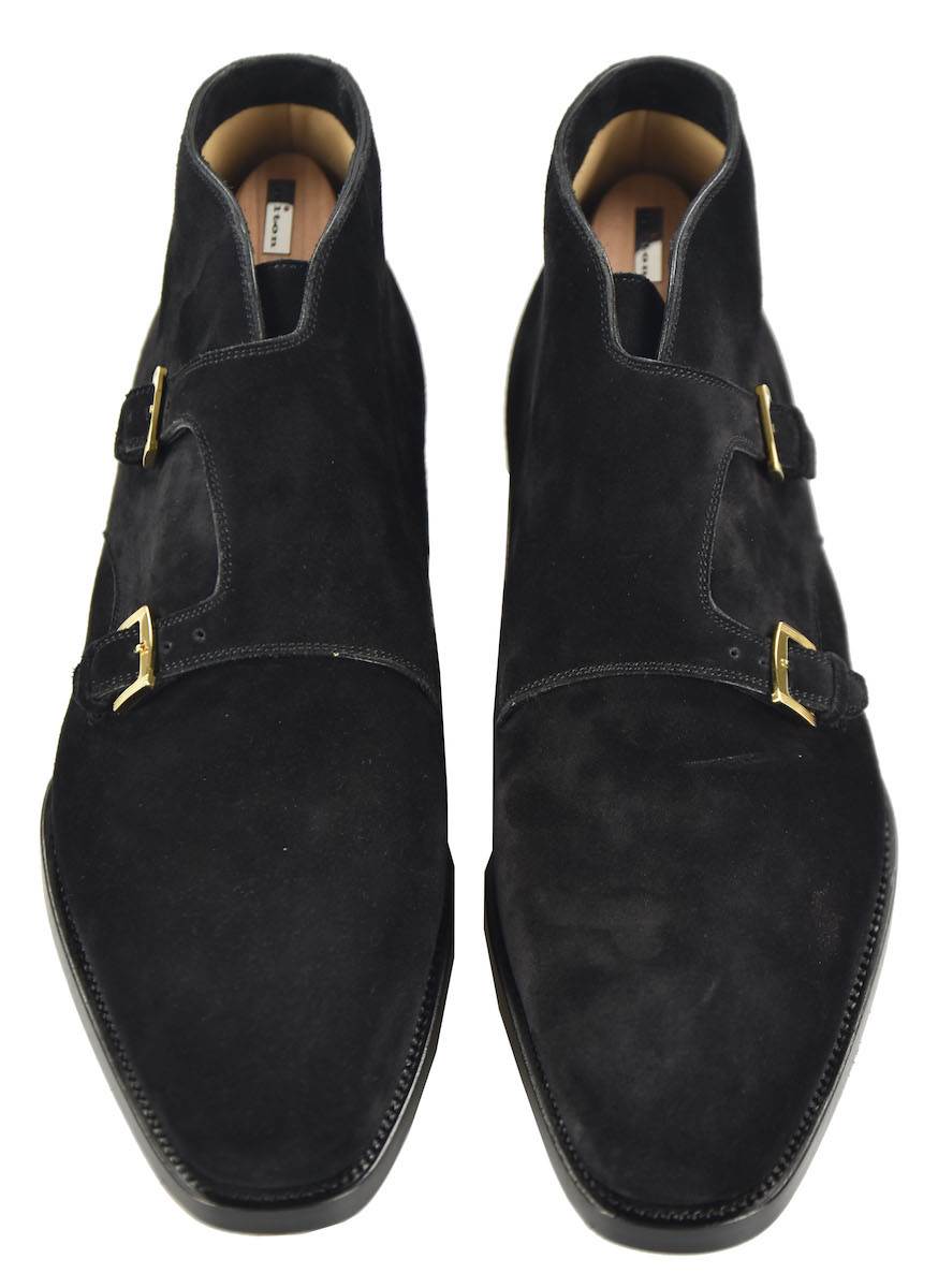 KITON Black Leather Suede Boots