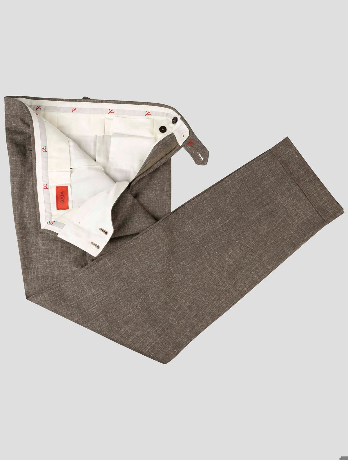 Isaia Isaia Gray Wool Silk Linen Pant Taupe 001