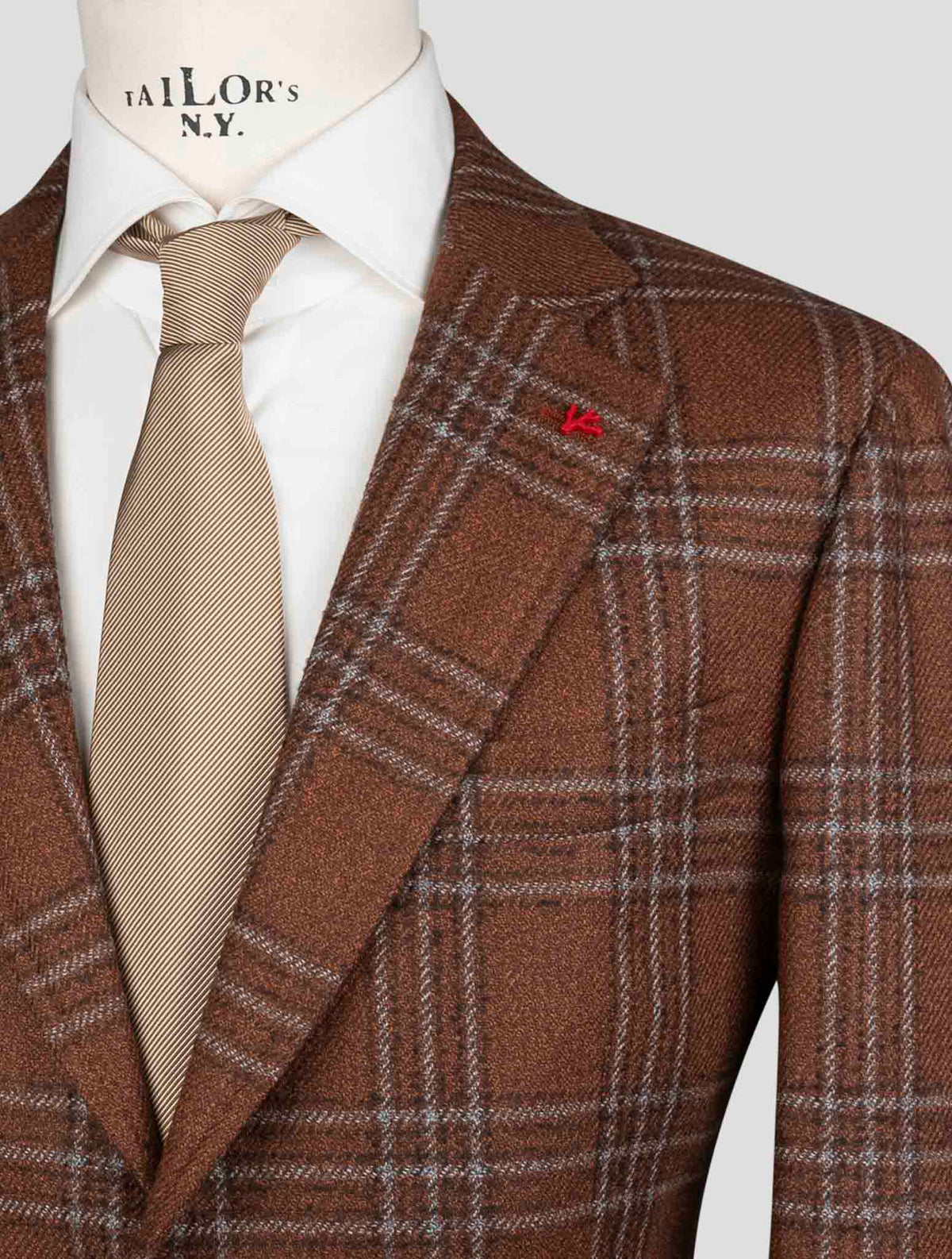 Isaia Brown Wool Silk Blazer