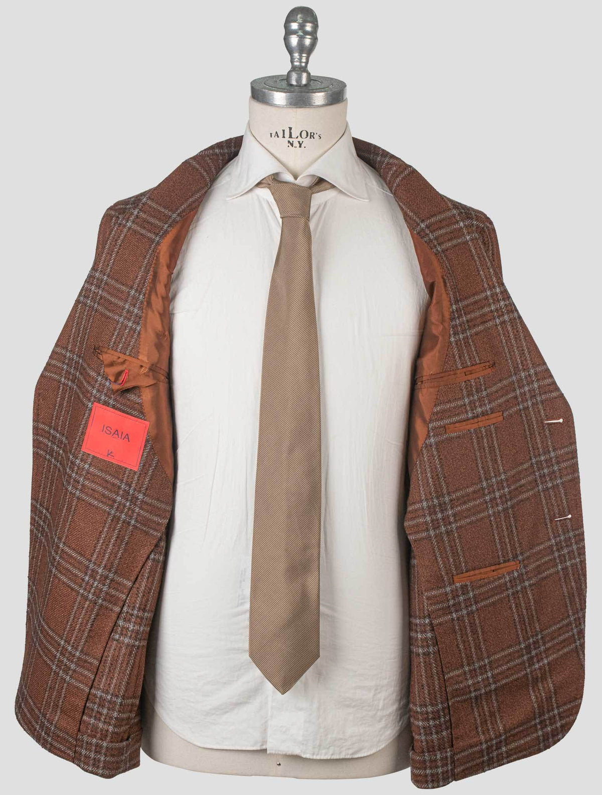 Isaia Brown Wool Silk Blazer