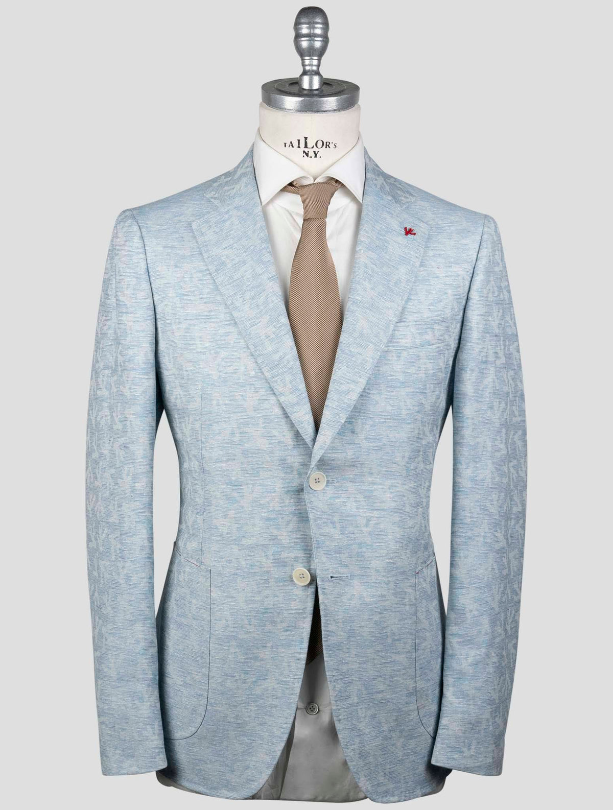 Isaia Light Blue Wool Linen Blazer