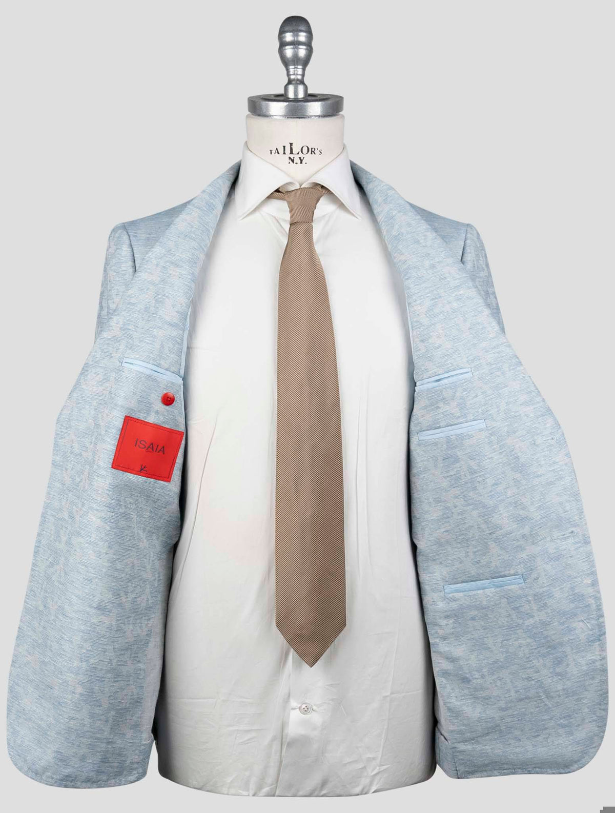 Isaia Light Blue Wool Linen Blazer