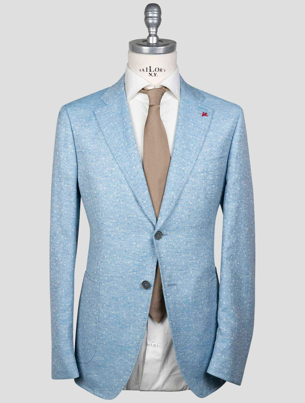 Isaia Isaia Light Blue Wool Linen Blazer Light Blue 000