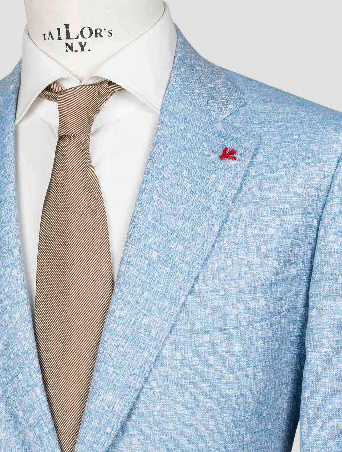 Isaia Light Blue Wool Linen Blazer