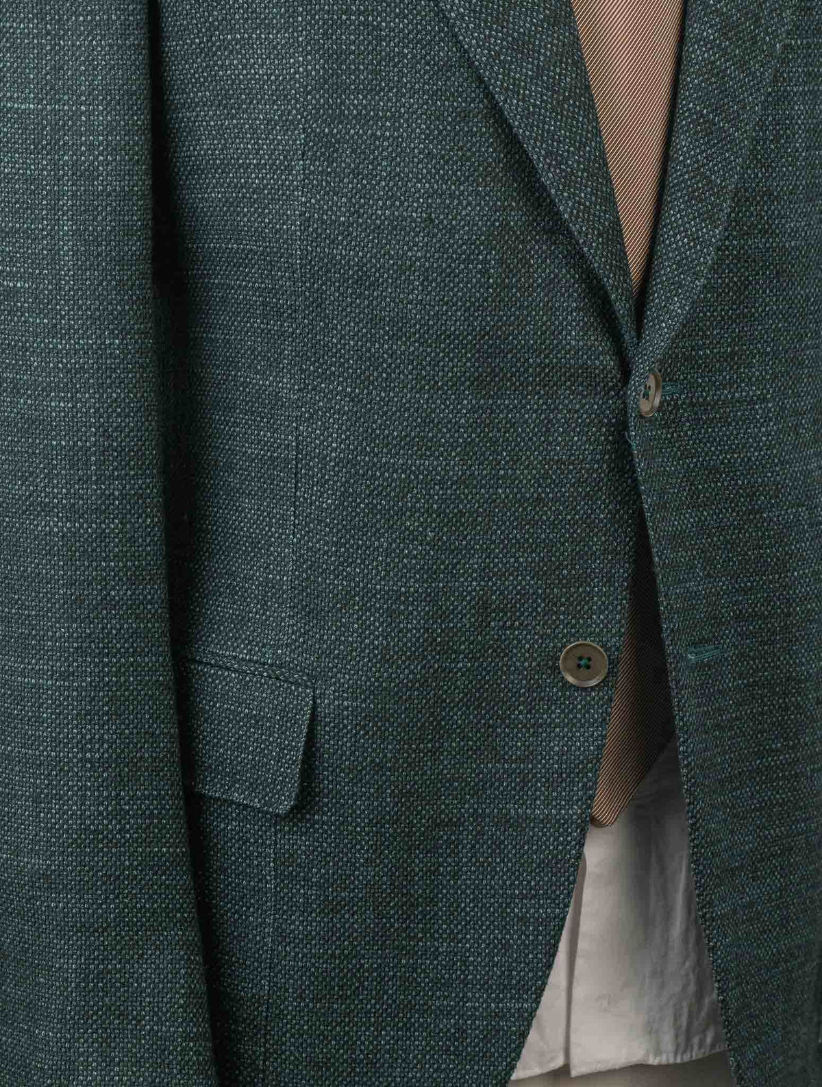 Isaia Green Silk Wool Cashmere Cotton Blazer