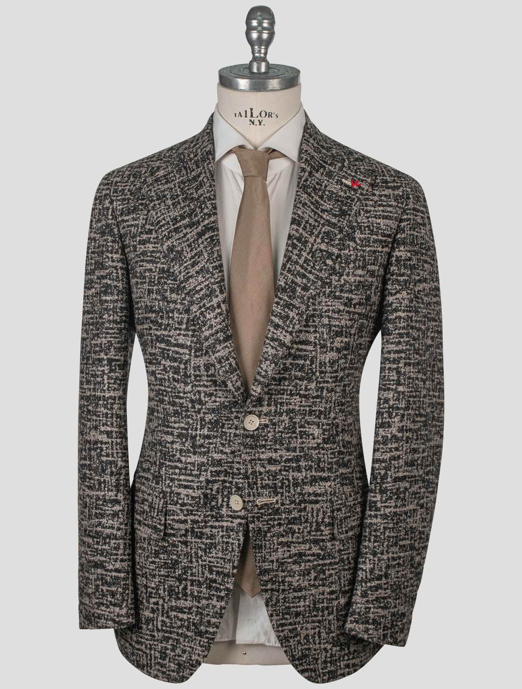 Isaia Gray Wool Silk Camel Blazer