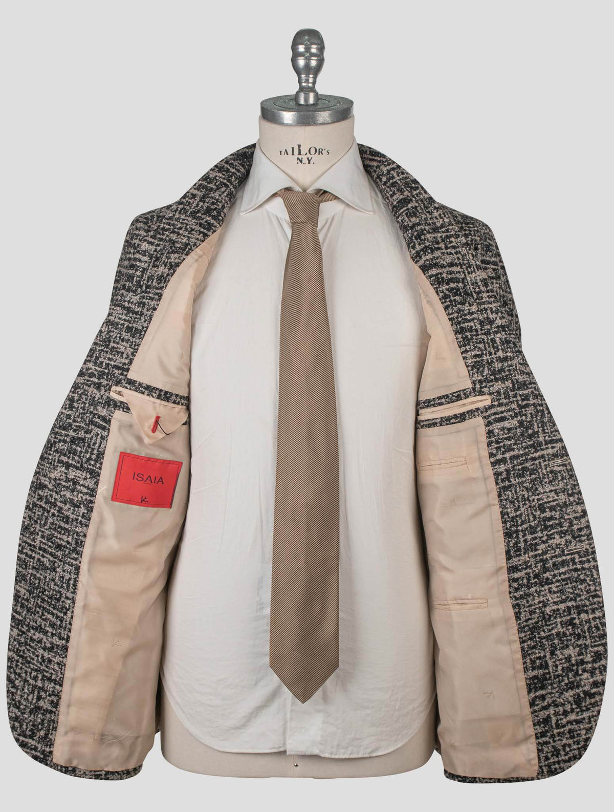 Isaia Gray Wool Silk Camel Blazer
