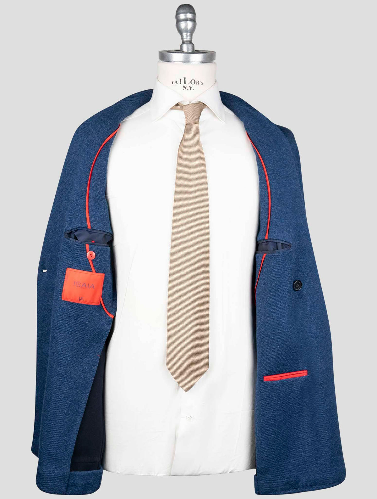 Isaia Blue Cotton Wool Pa Blazer