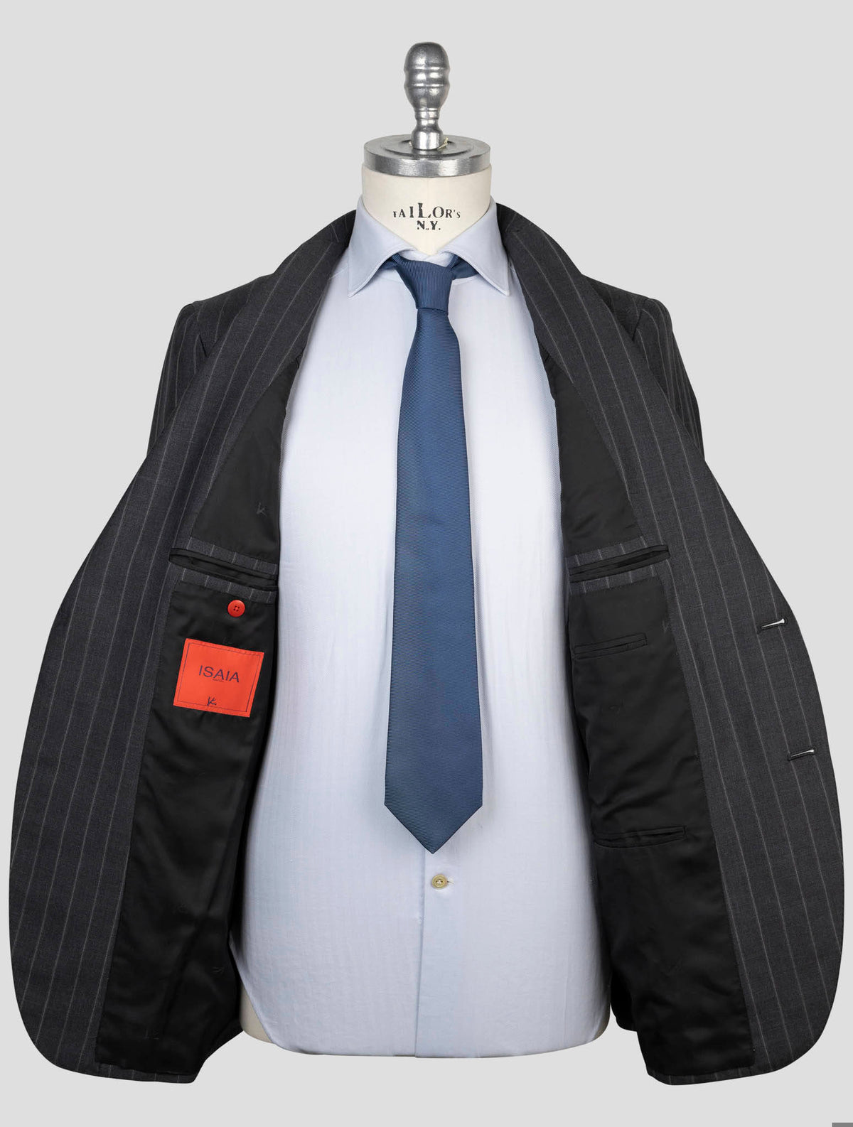 Isaia Dark Gray Wool Silk Mohair Linen Suit