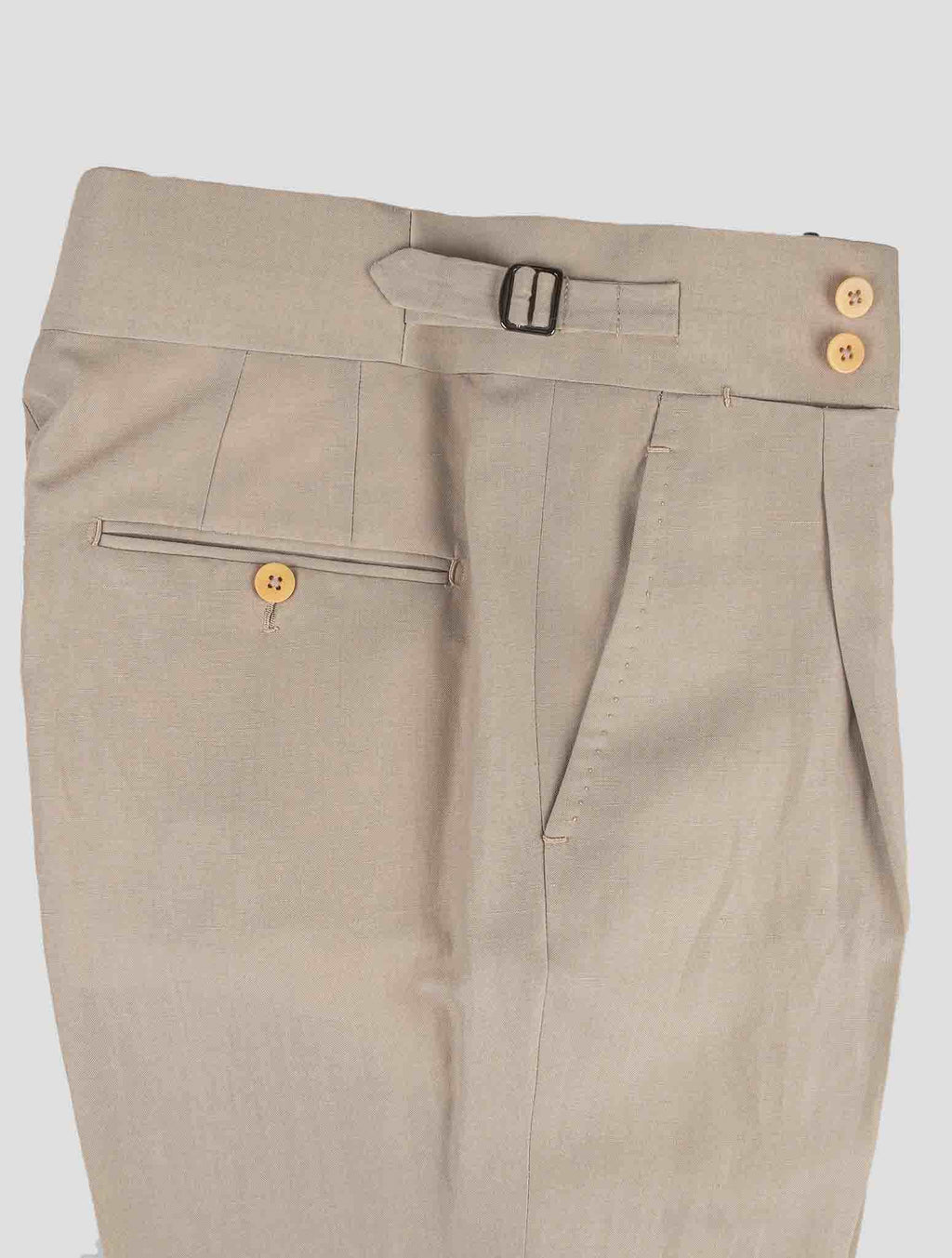 Isaia Beige Wool Linen Dress Pants