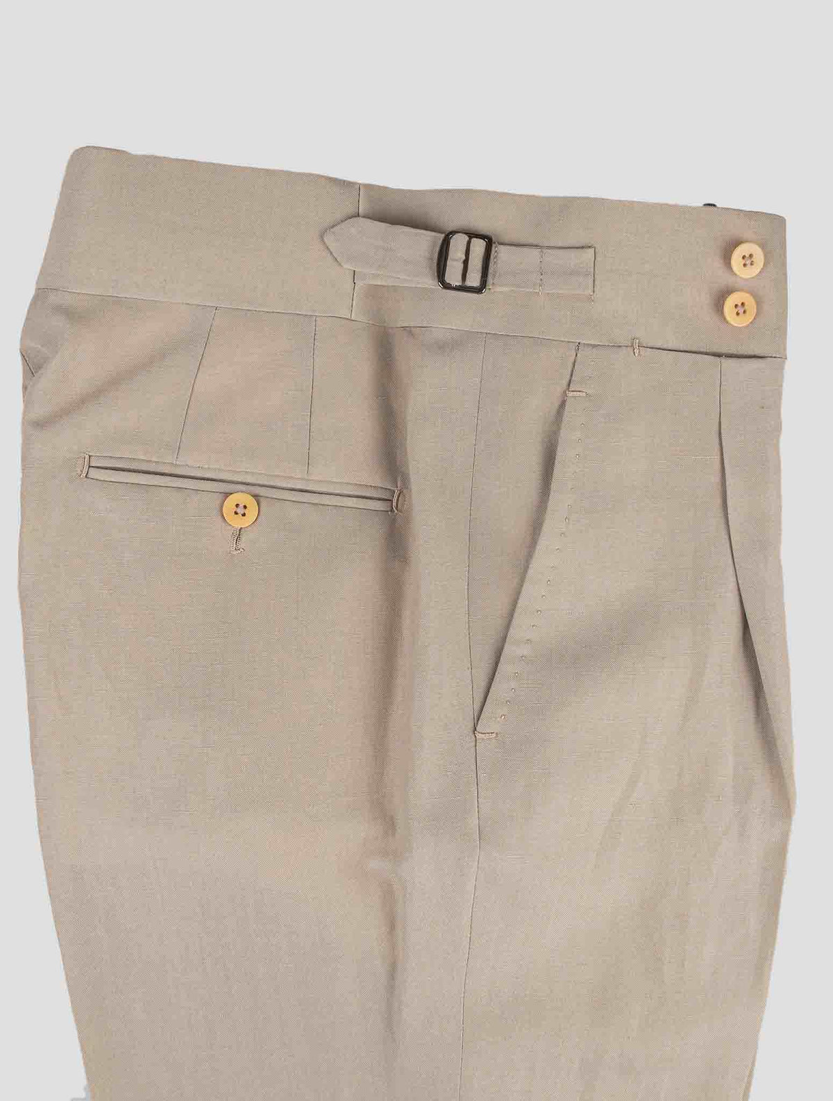Isaia Beige Wool Linen Dress Pants