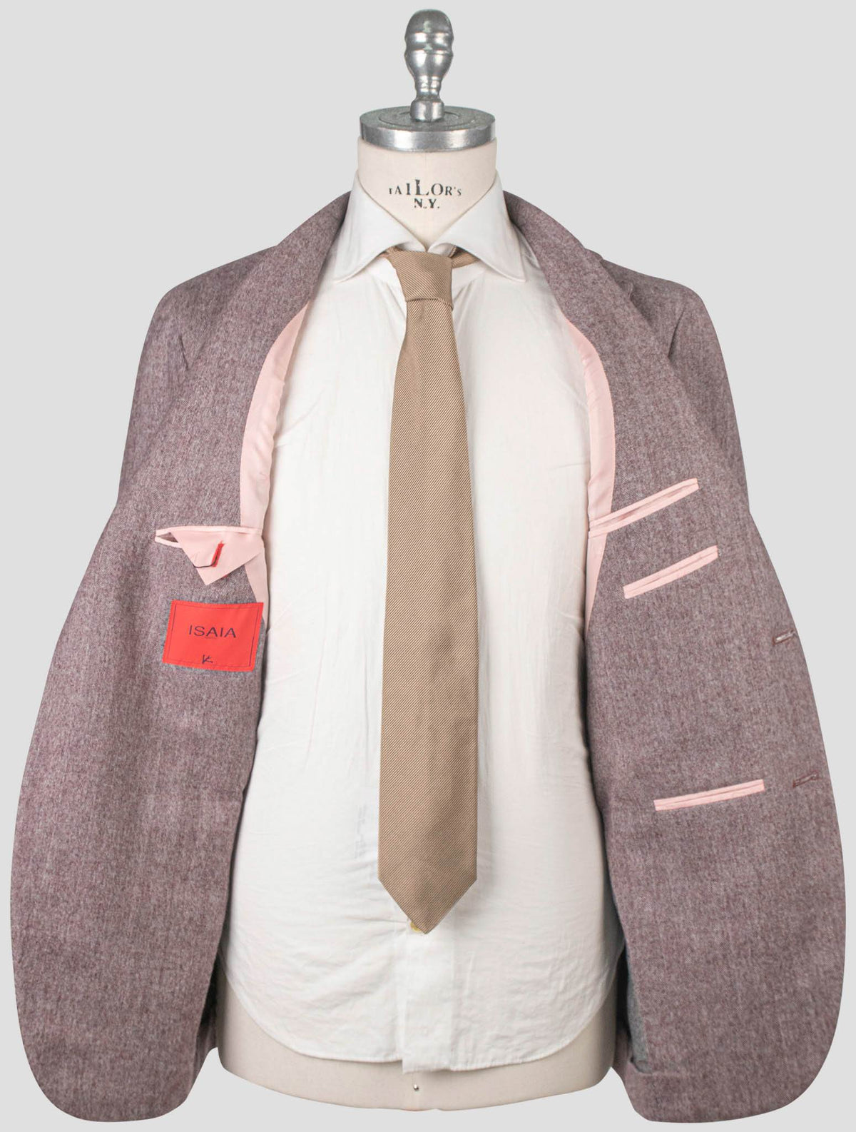 Isaia Pink Wool Cotton Cashmere Blazer