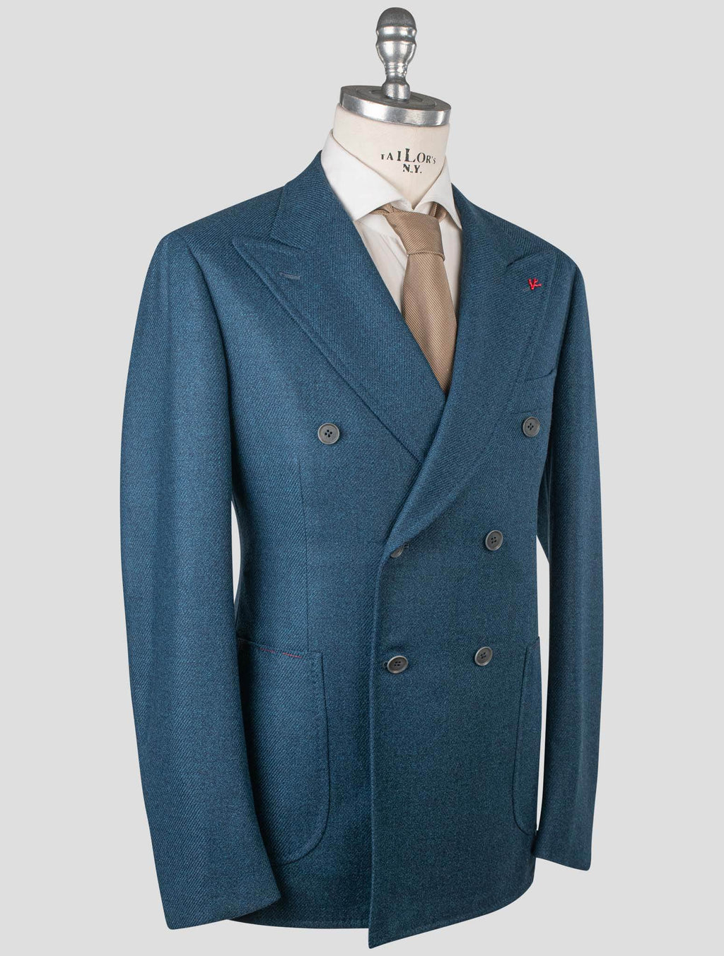 Isaia Isaia Blue Wool Silk Blazer Blue 001