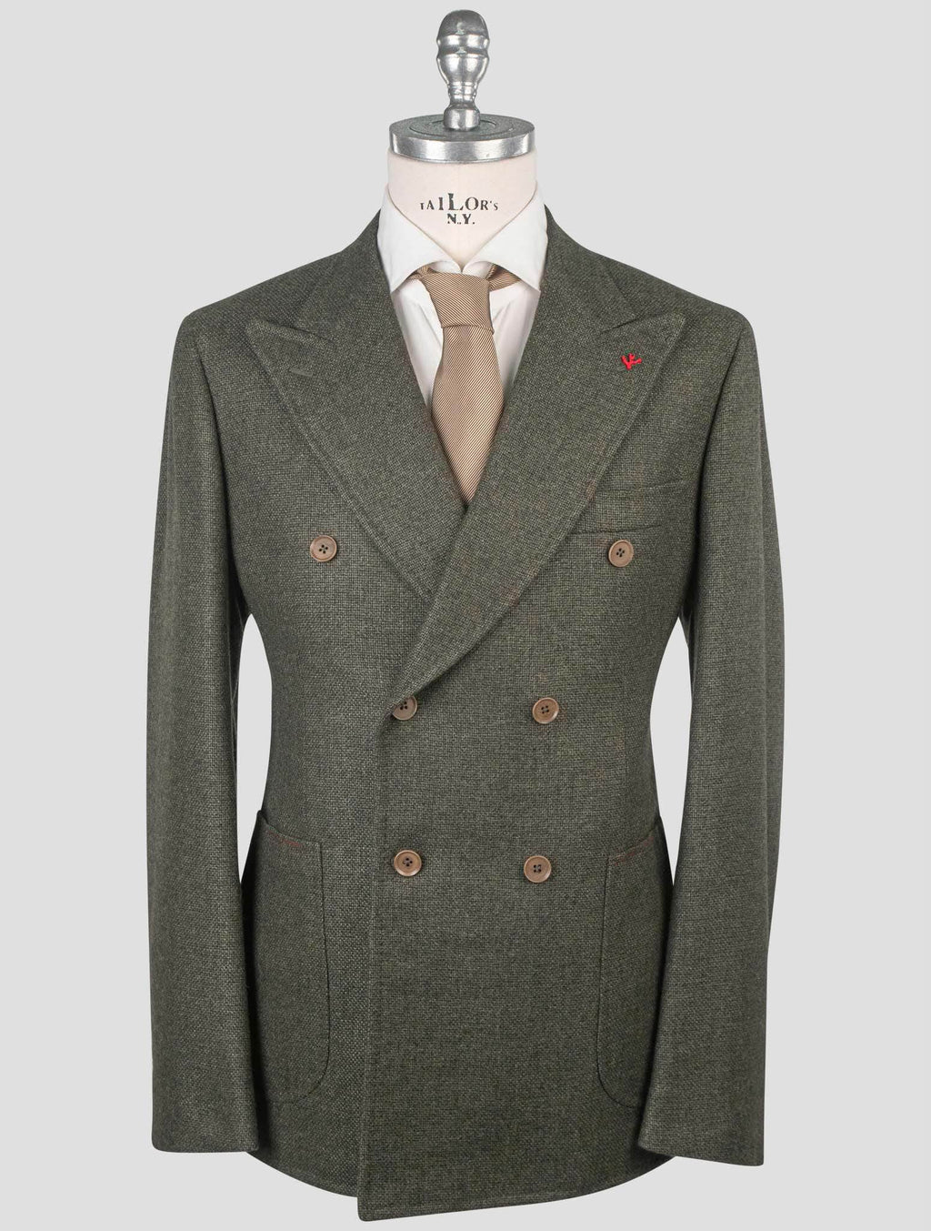 Isaia Green Wool Silk Blazer