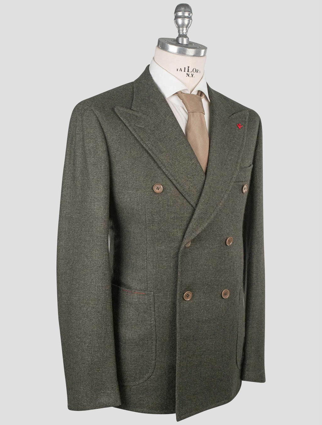 Isaia Isaia Green Wool Silk Blazer Green 001