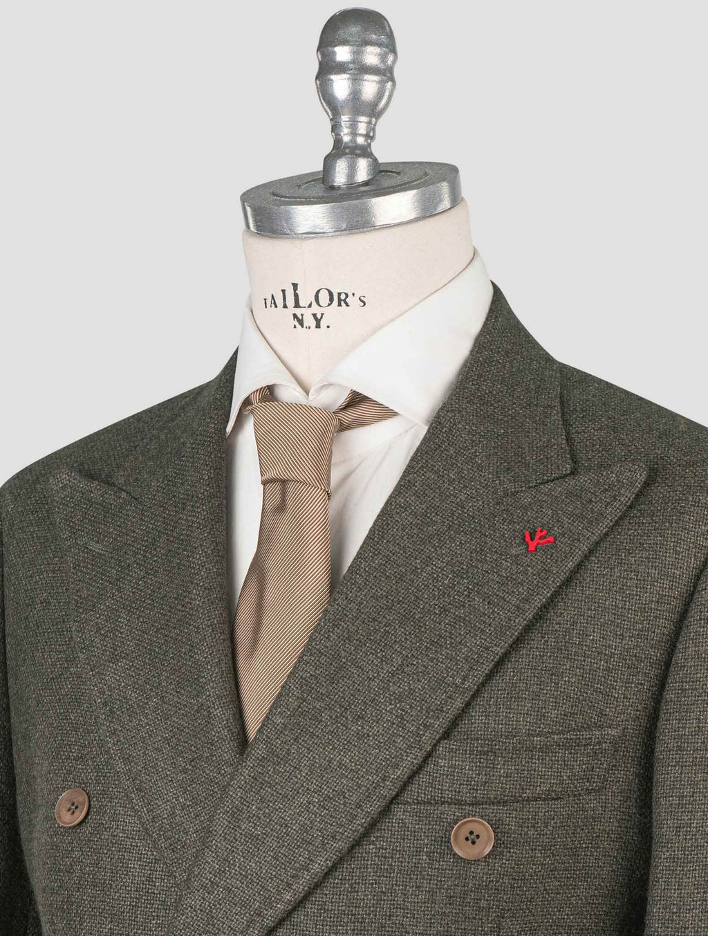Isaia Green Wool Silk Blazer