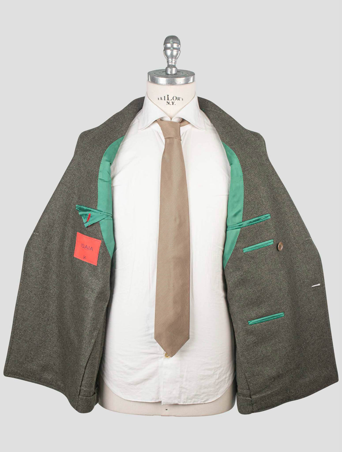Isaia Green Wool Silk Blazer