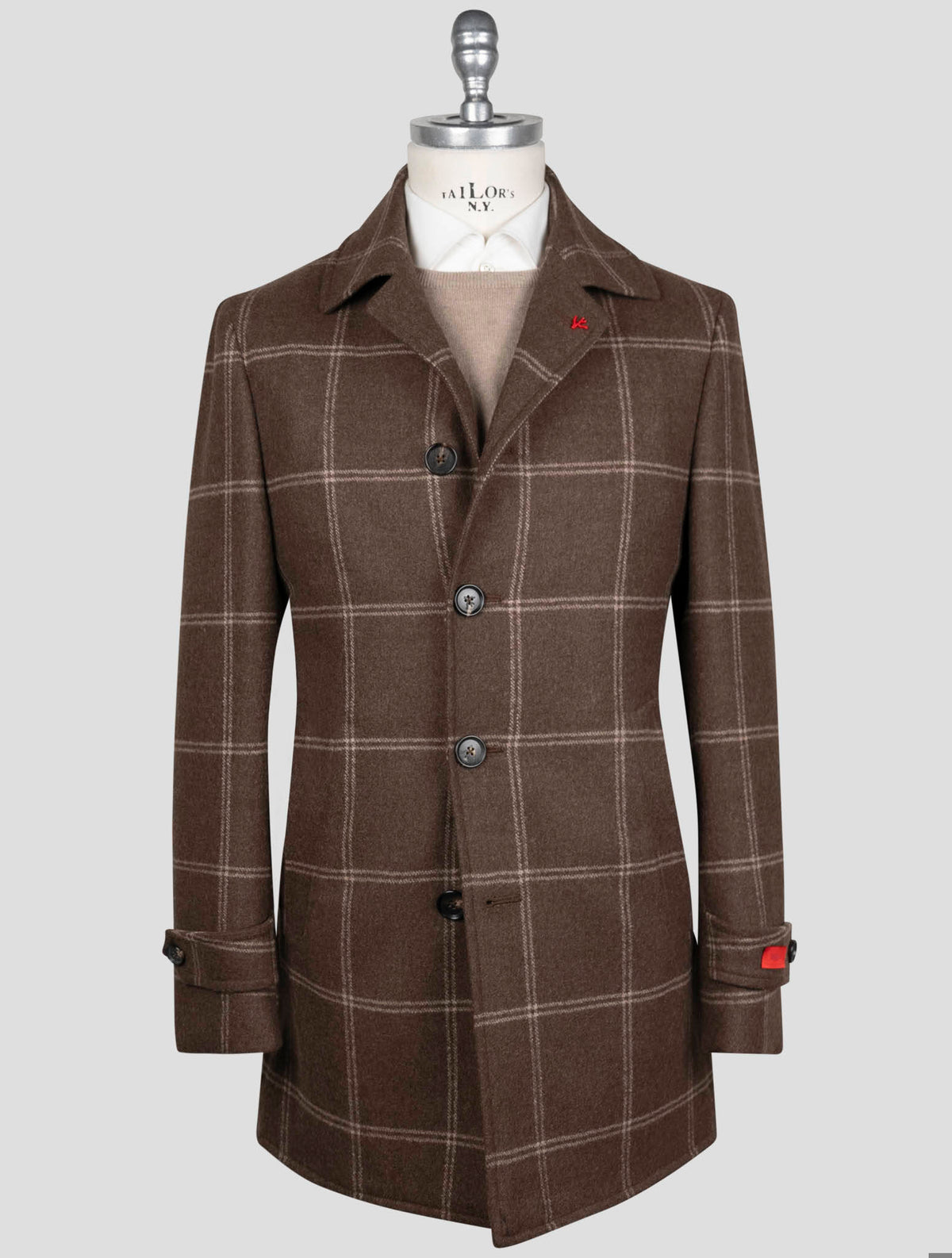 Isaia Brown Wool Overcoat