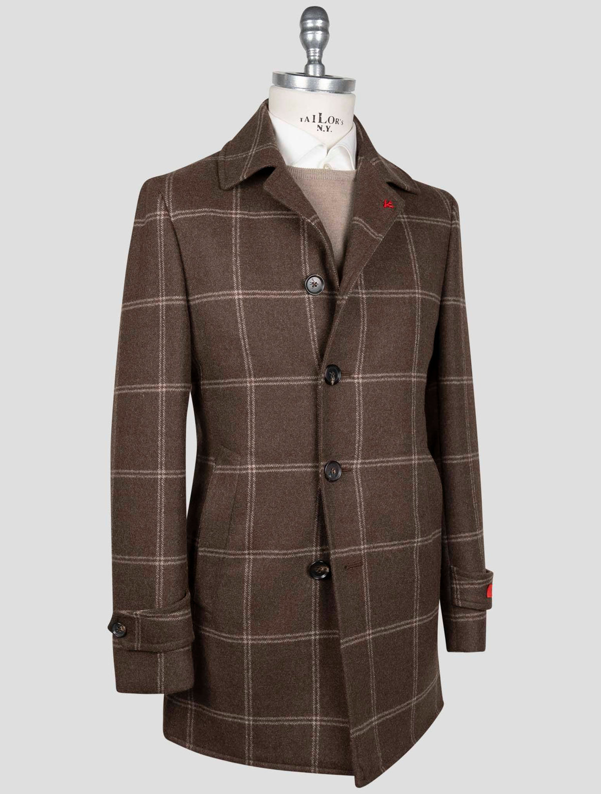 Isaia Isaia Brown Wool Overcoat Brown 001