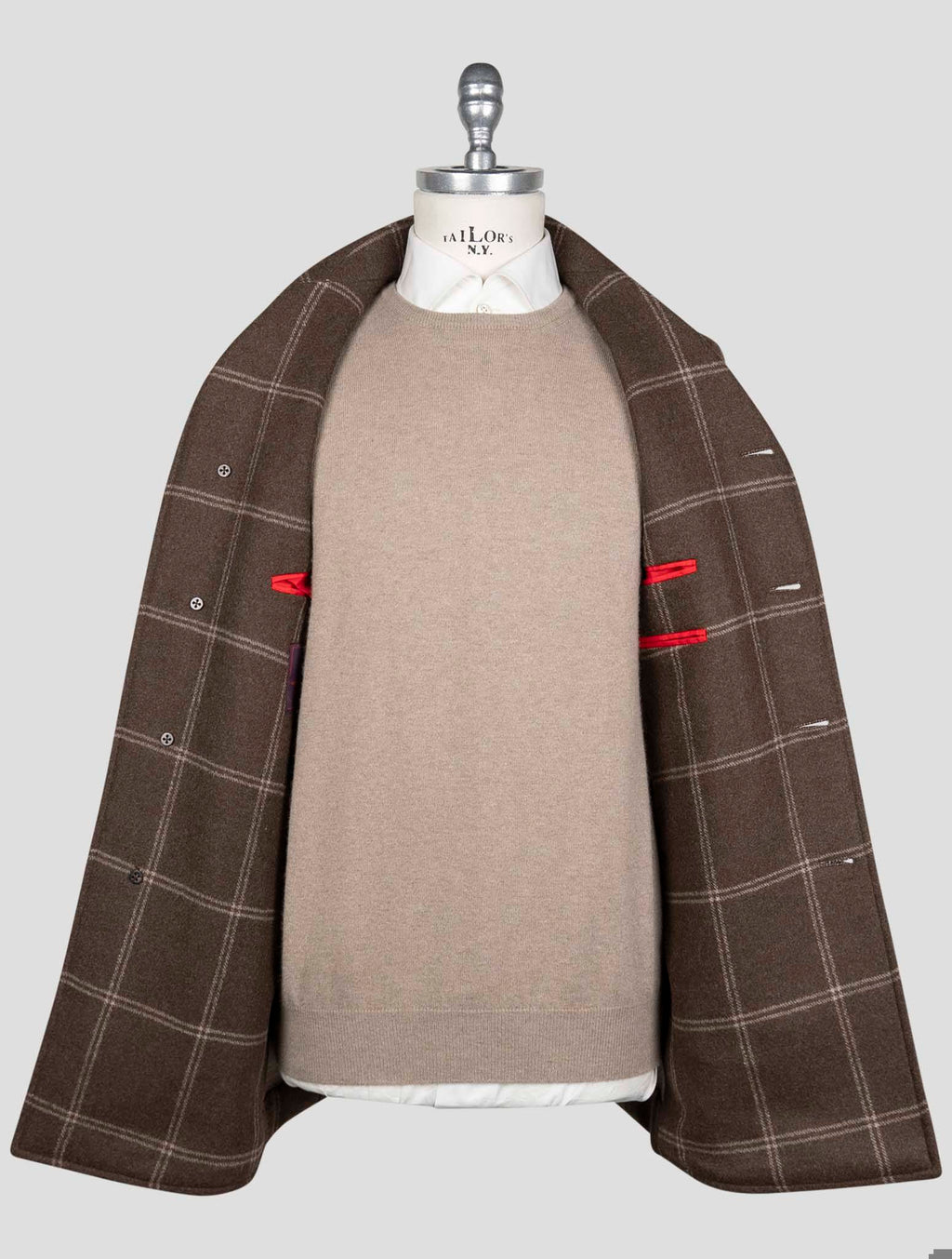 Isaia Brown Wool Overcoat