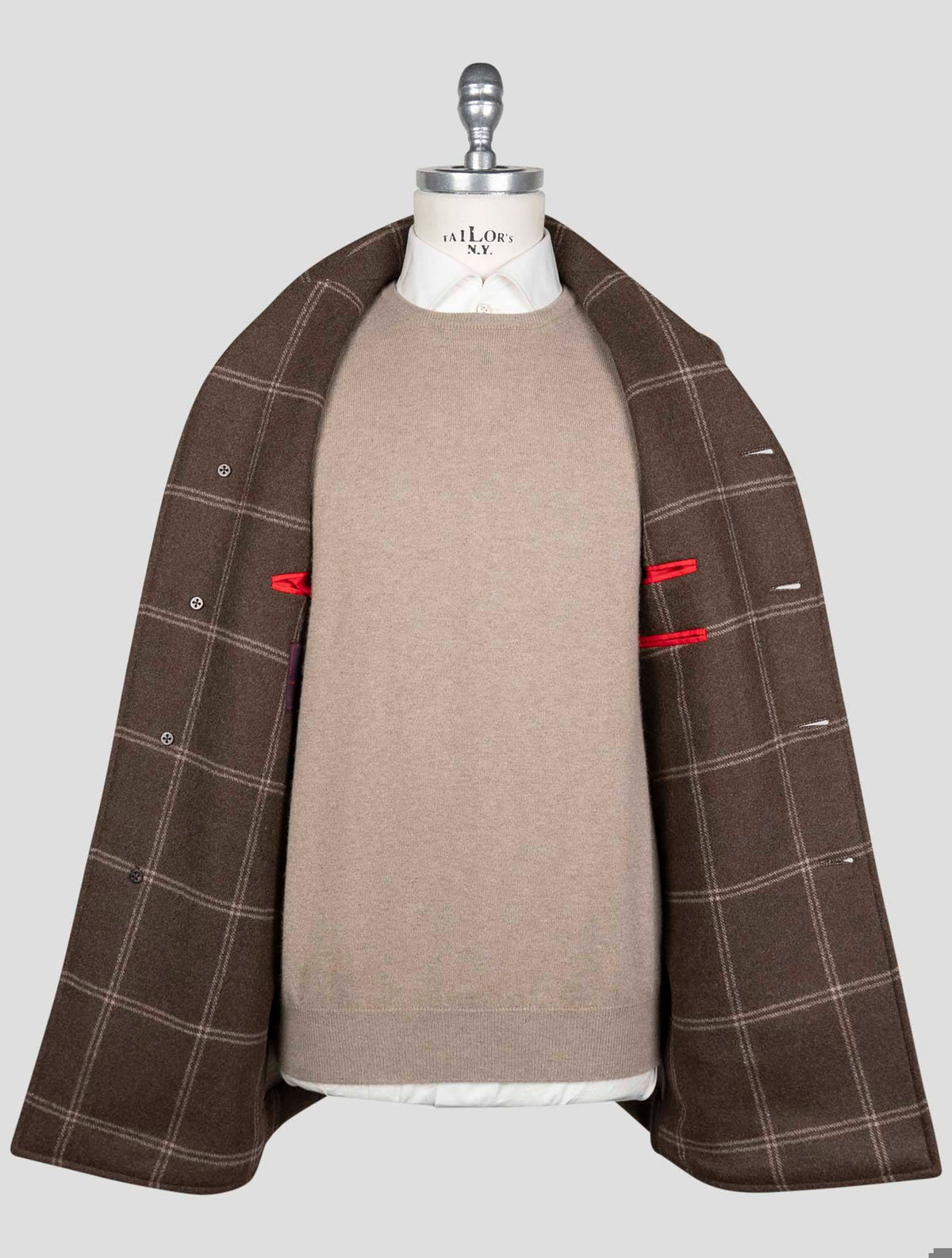 Isaia Brown Wool Overcoat