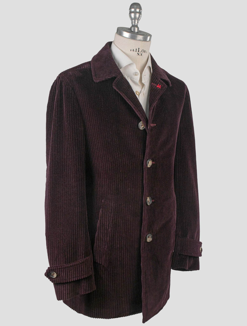 Isaia Isaia Burgundy Cotton Velvet Coat Burgundy 001