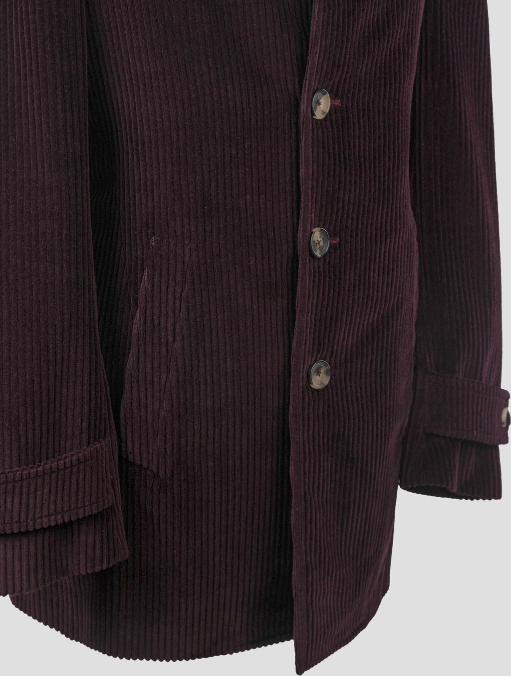 Isaia Burgundy Cotton Velvet Coat
