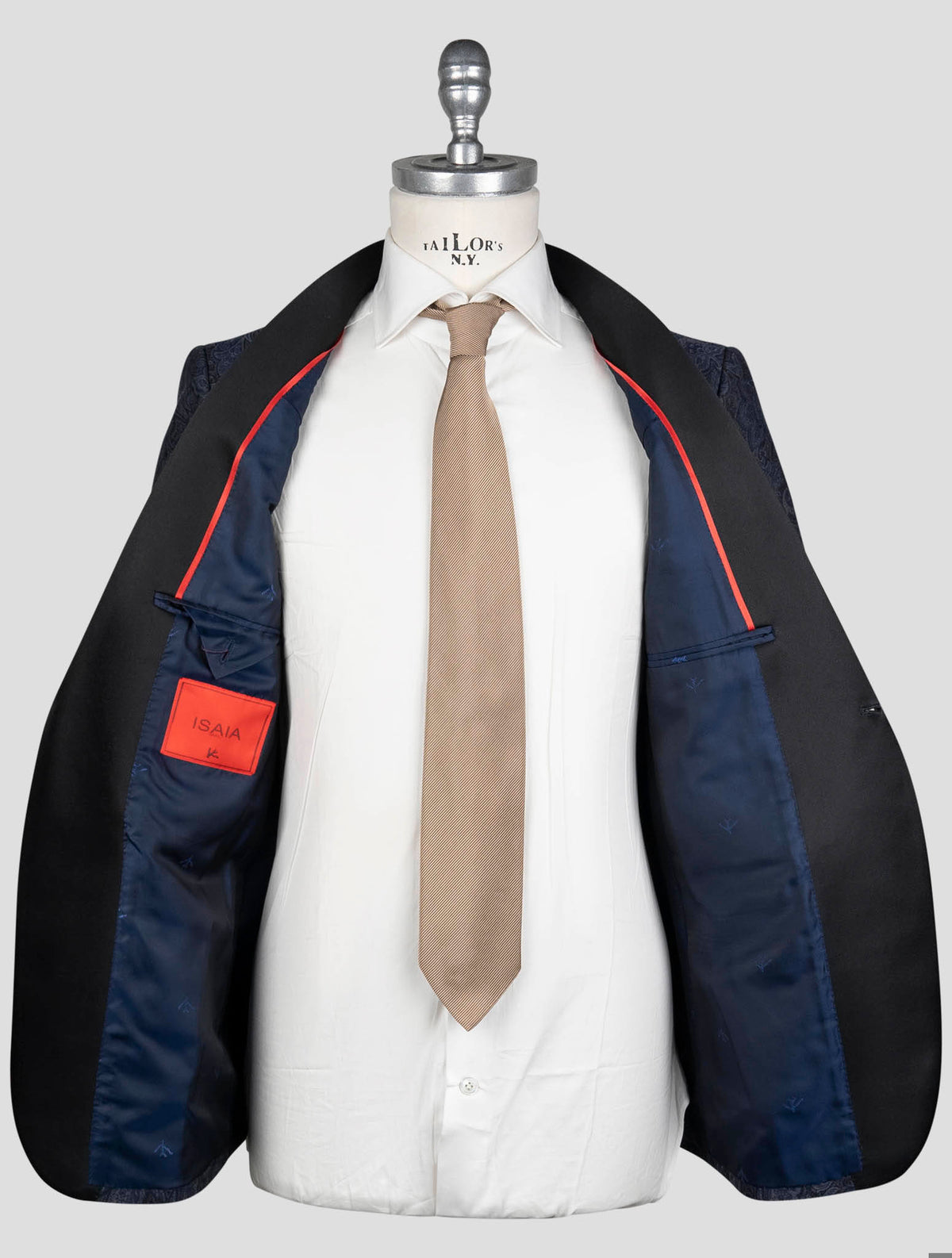 Isaia Blue Wool silk cotton smoking Blazer