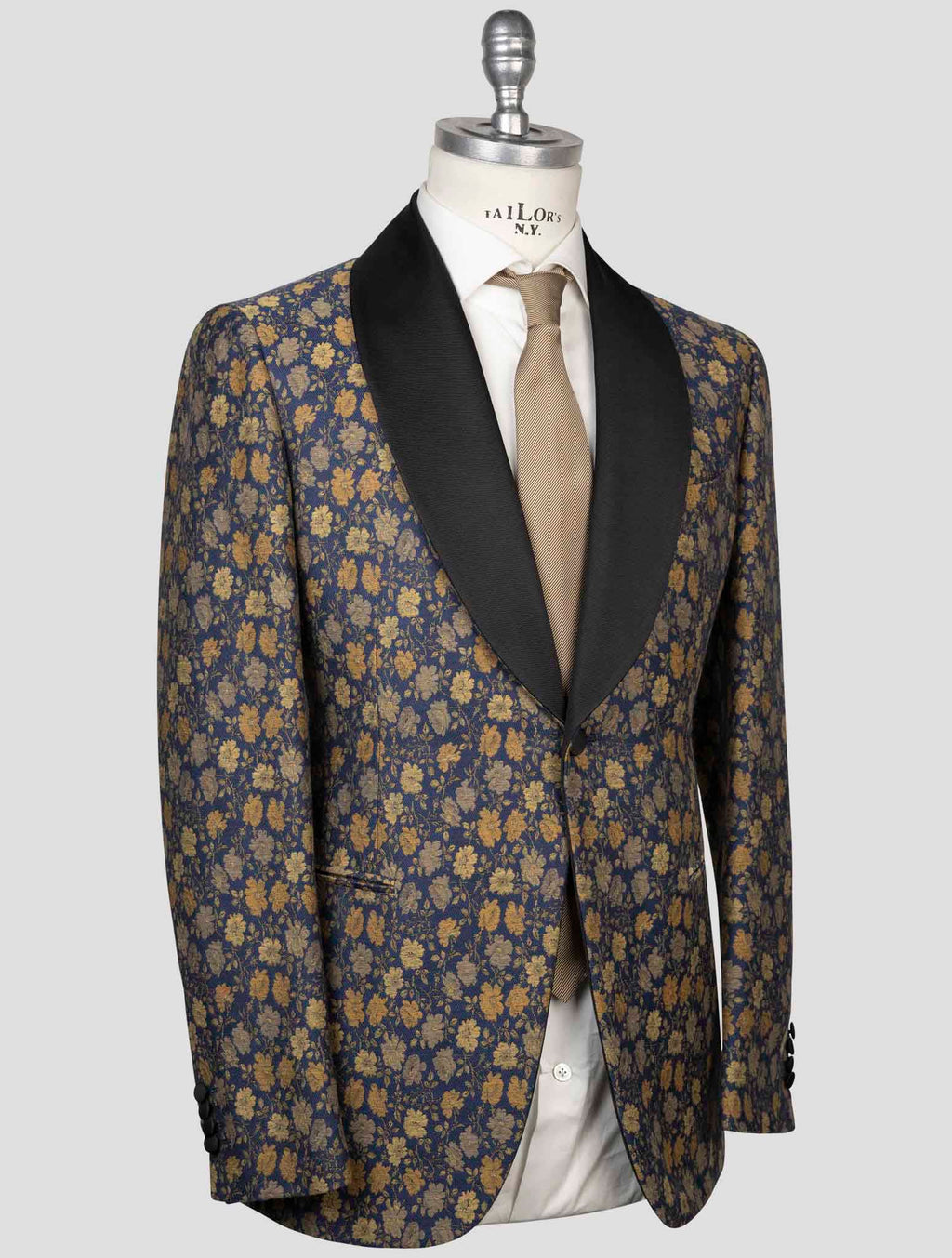 Isaia Isaia Blue Gold Cotton Wool Silk Smoking Blazer Blue / Gold 001