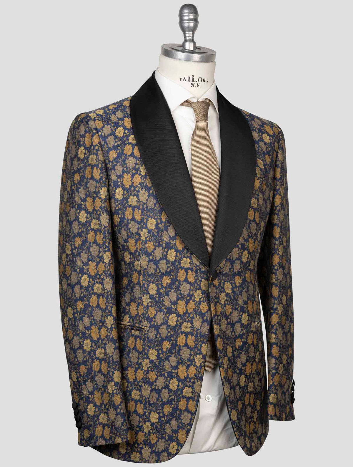 Isaia Isaia Blue Gold Cotton Wool Silk Smoking Blazer Blue / Gold 001