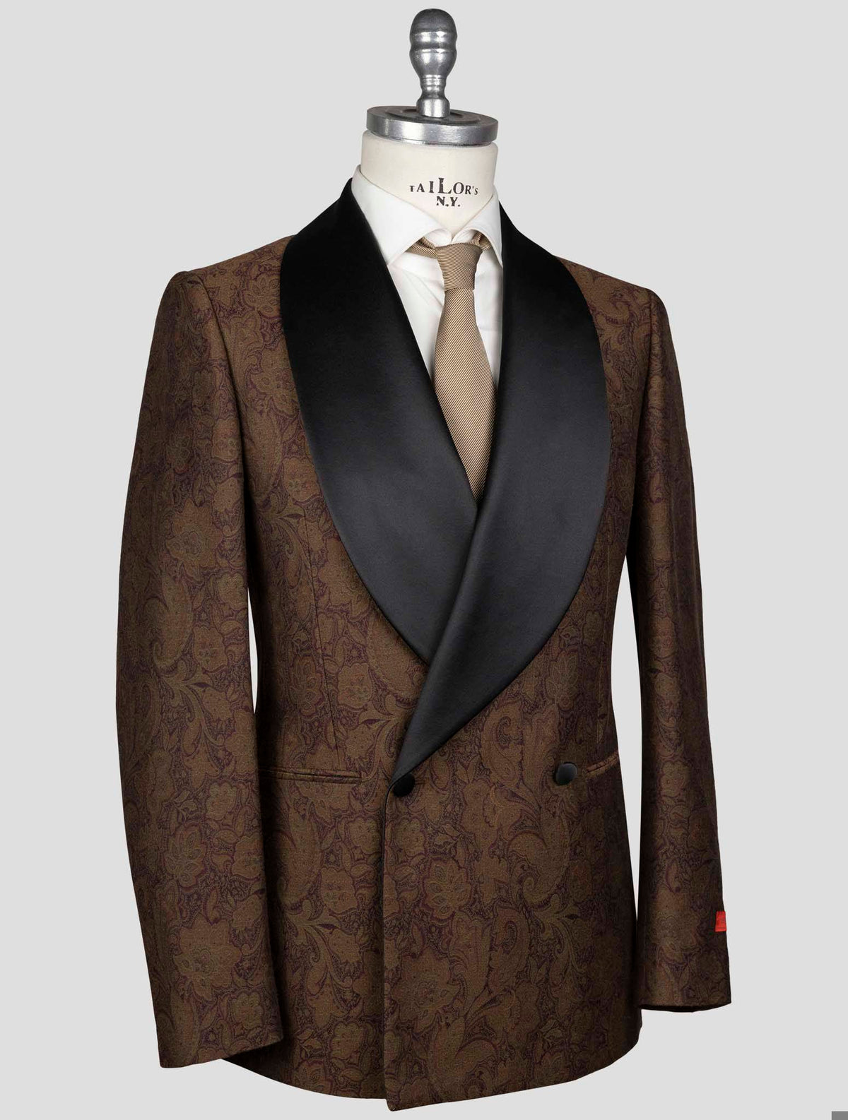 Isaia Isaia Brown Wool Silk Cotton Tuxedo Blazer Brown 001