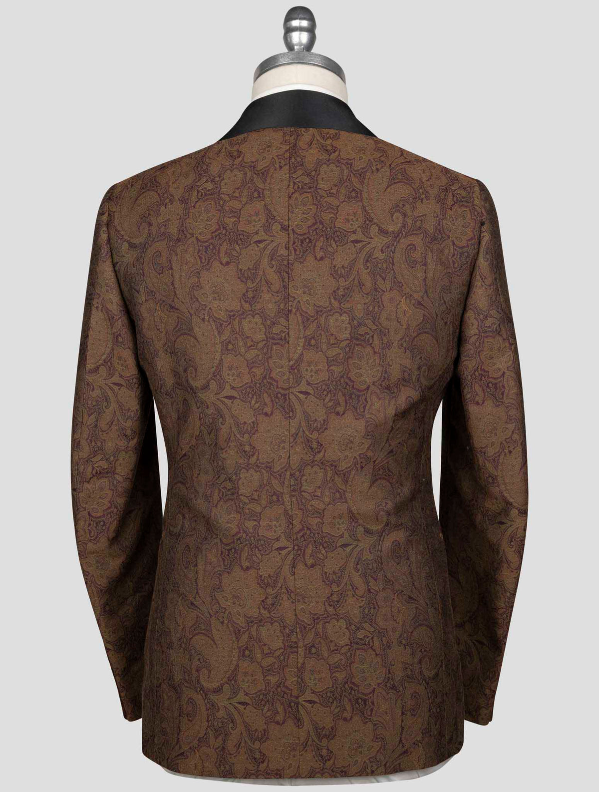 Isaia Brown Wool Silk Cotton Tuxedo Blazer