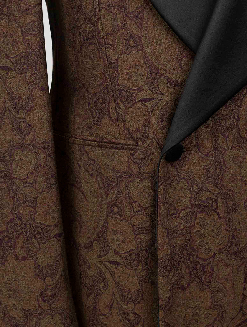 Isaia Brown Wool Silk Cotton Tuxedo Blazer