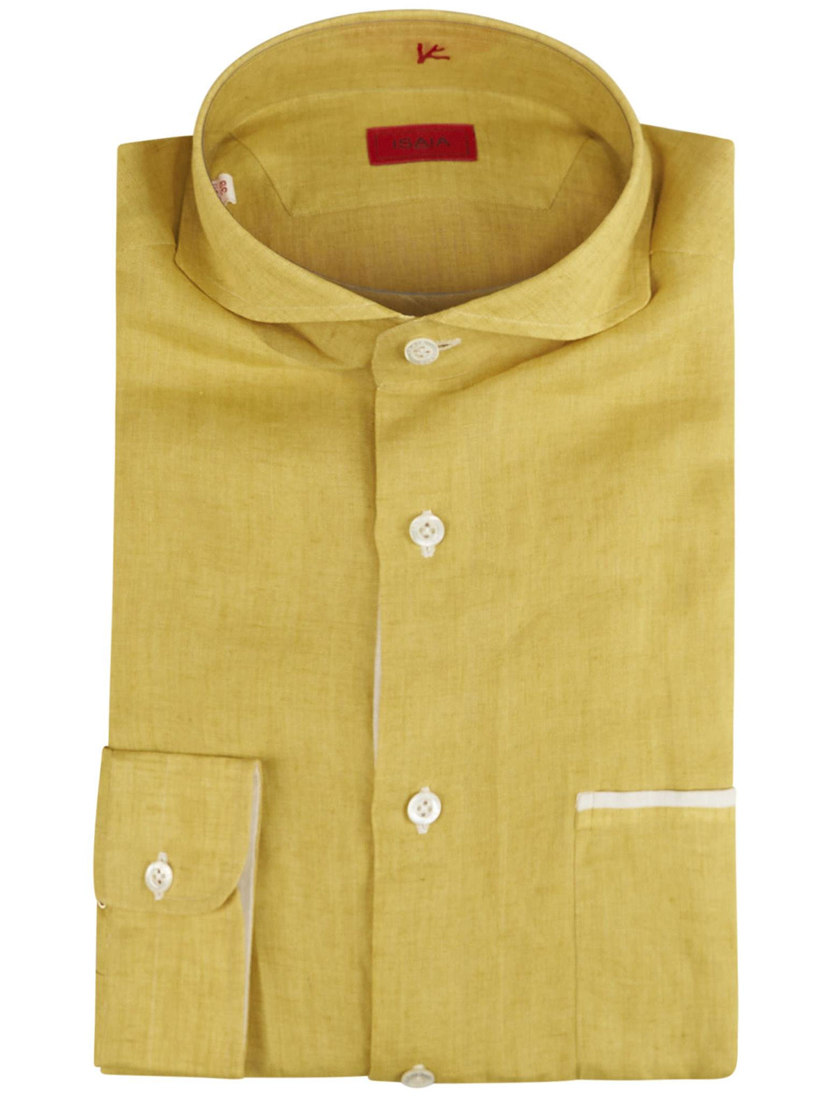 Isaia Yellow Linen Shirt