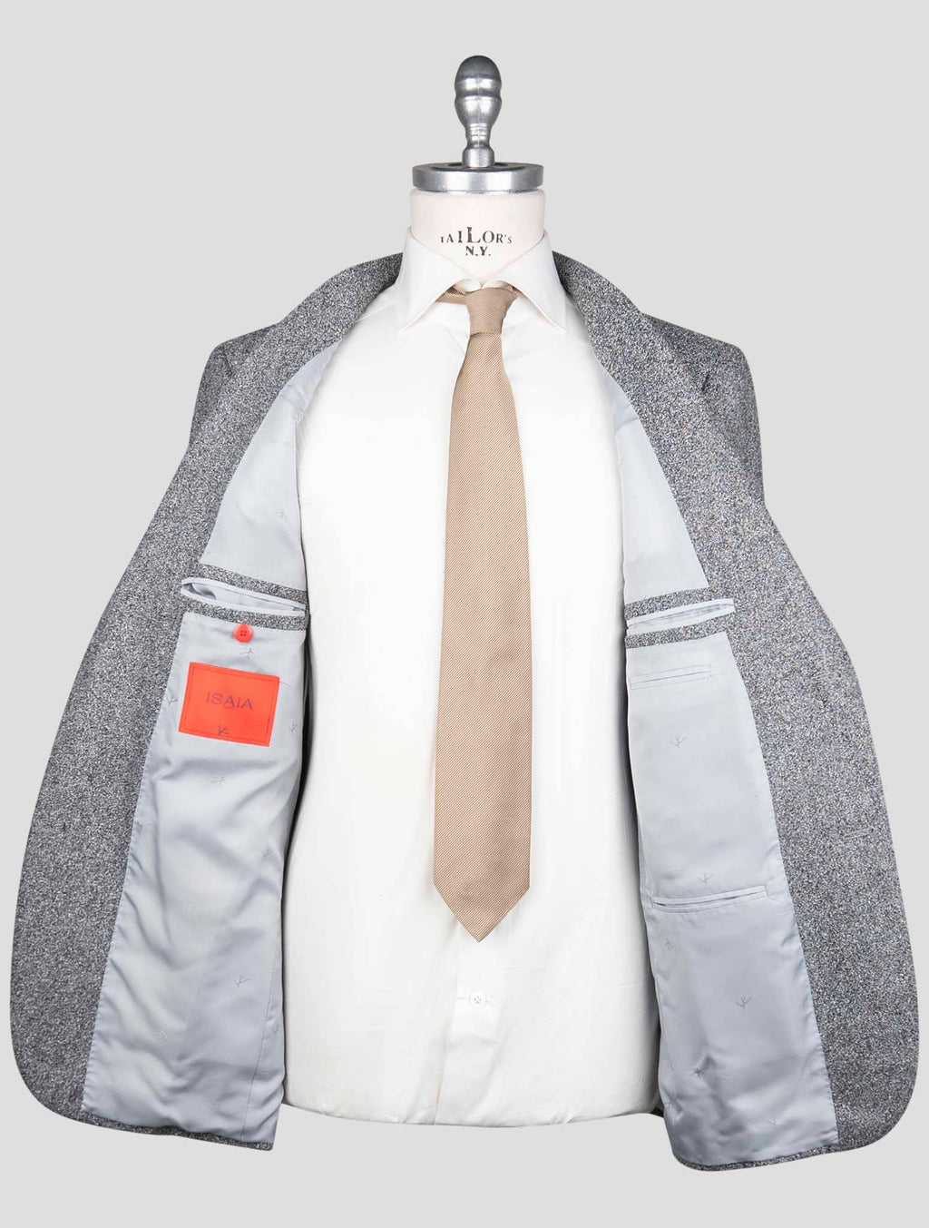 Isaia Gray Wool Viscose Pa Blazer