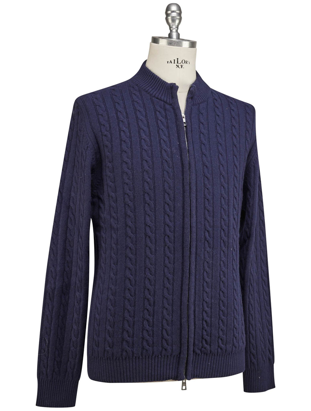 Luigi Borrelli Luigi Borrelli Blue Wool Cashmere Sweater Full Zip Blue 001