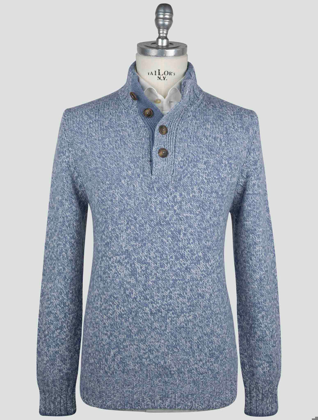 Gran Sasso Light Blue Virgin Wool Sweater Half Button