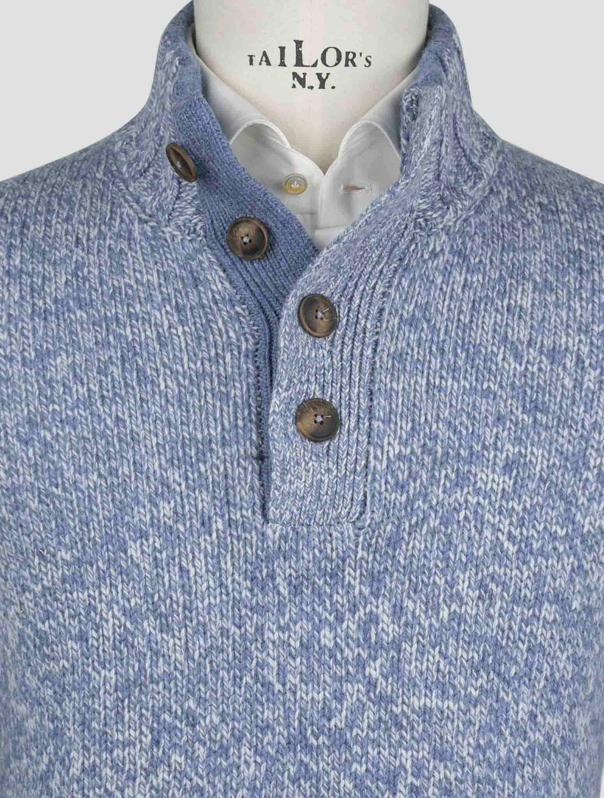 Gran Sasso Light Blue Virgin Wool Sweater Half Button