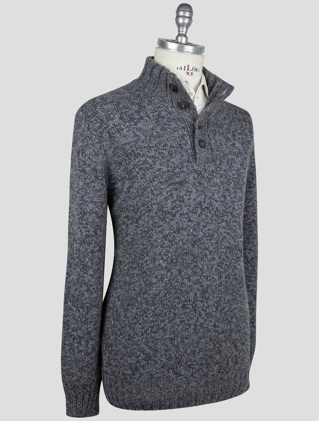 Gran Sasso Gran Sasso Gray Virgin Wool Sweater Half Button Gray 001