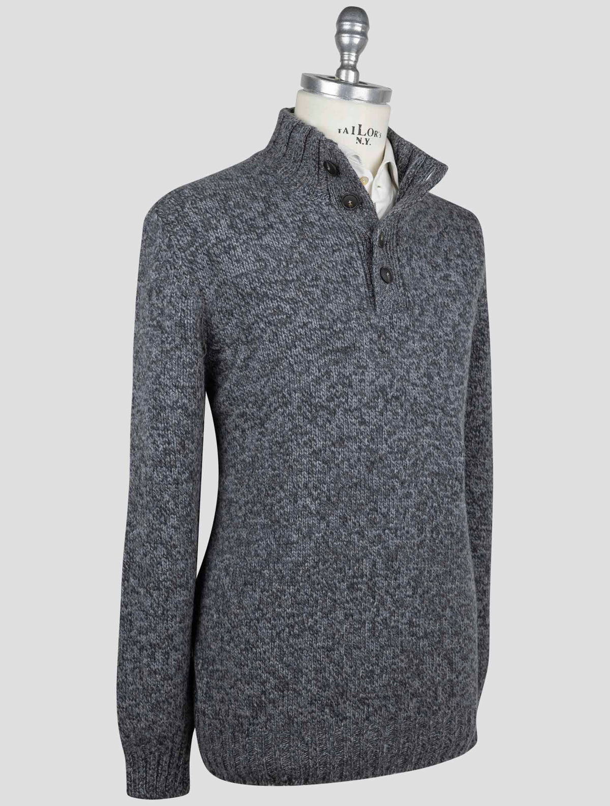 Gran Sasso Gran Sasso Gray Virgin Wool Sweater Half Button Gray 001