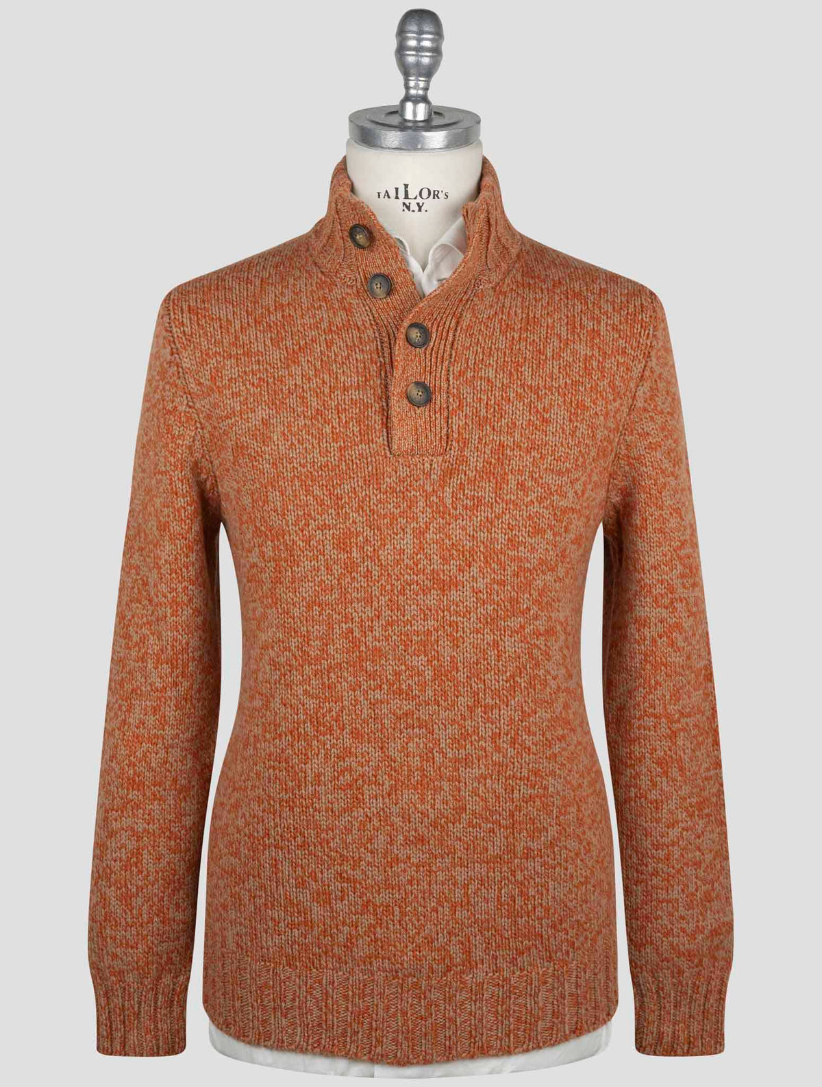 Gran Sasso Gran Sasso Orange Virgin Wool Sweater Half Button Orange 000