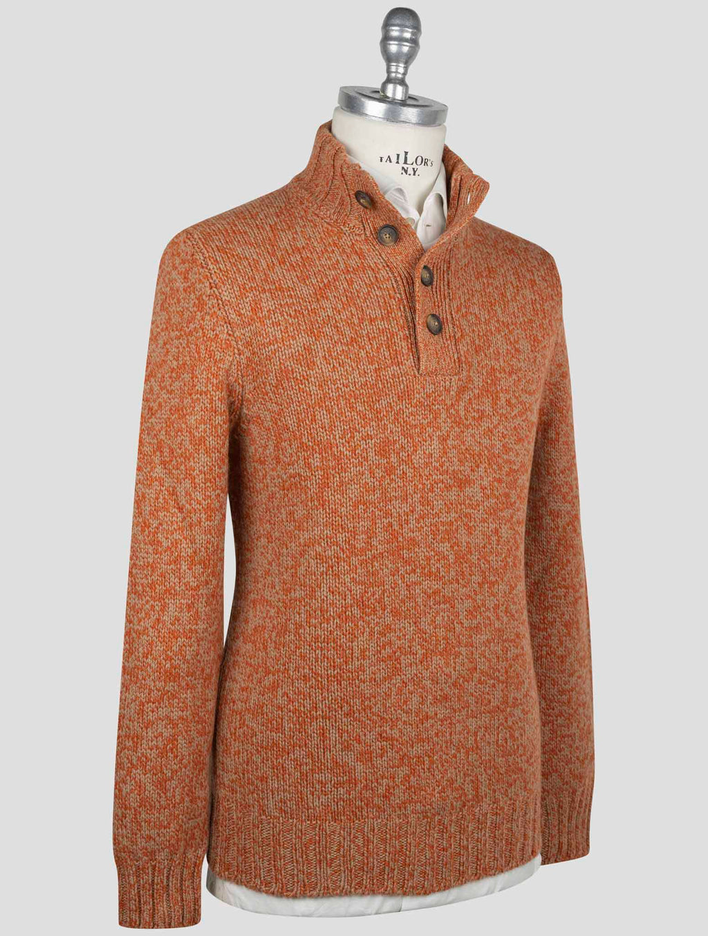 Gran Sasso Gran Sasso Orange Virgin Wool Sweater Half Button Orange 001