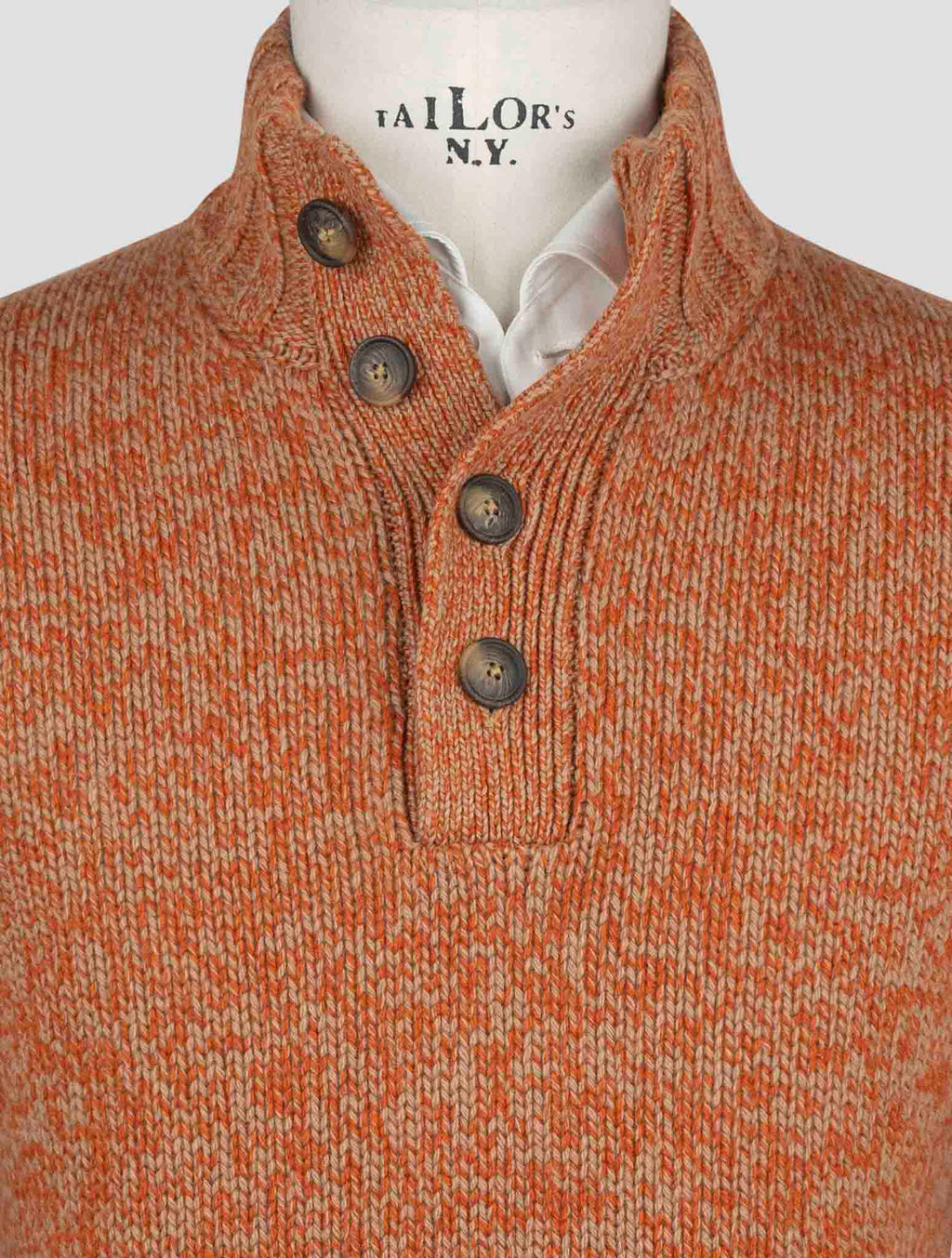 Gran Sasso Orange Virgin Wool Sweater Half Button