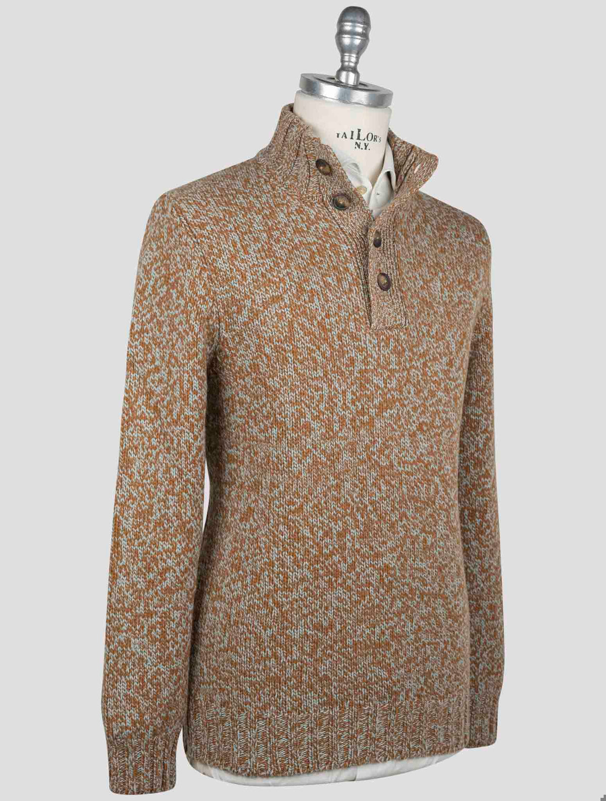 Gran Sasso Gran Sasso Brown Virgin Wool Sweater Half Button Brown 001