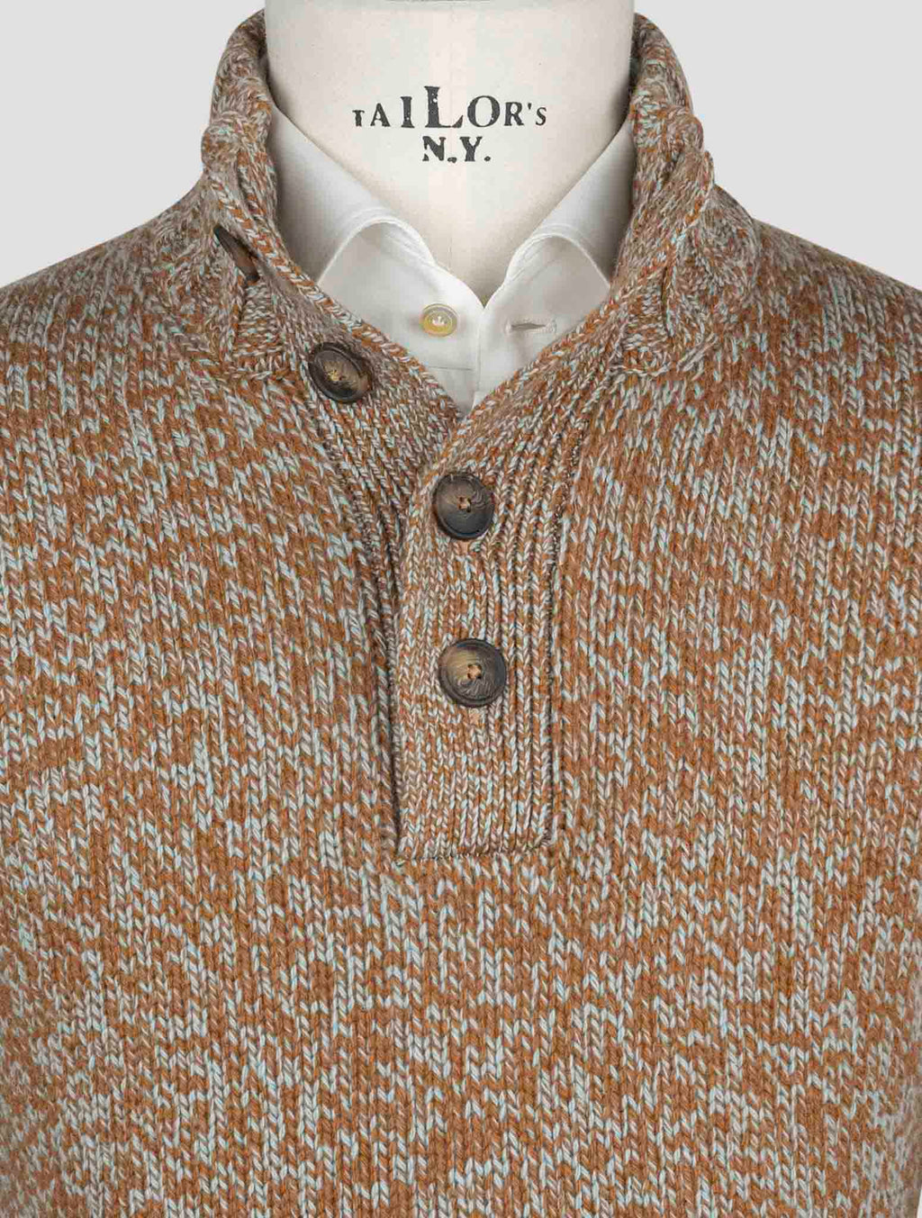 Gran Sasso Brown Virgin Wool Sweater Half Button