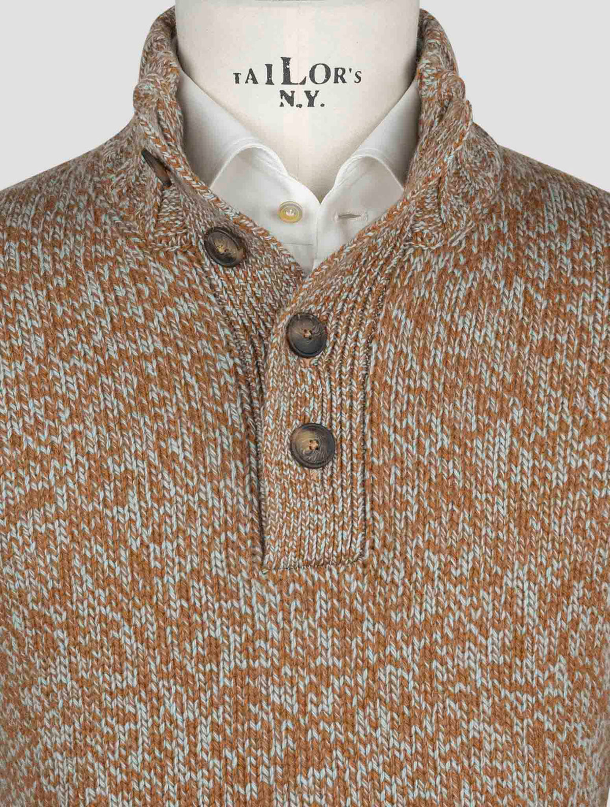 Gran Sasso Brown Virgin Wool Sweater Half Button