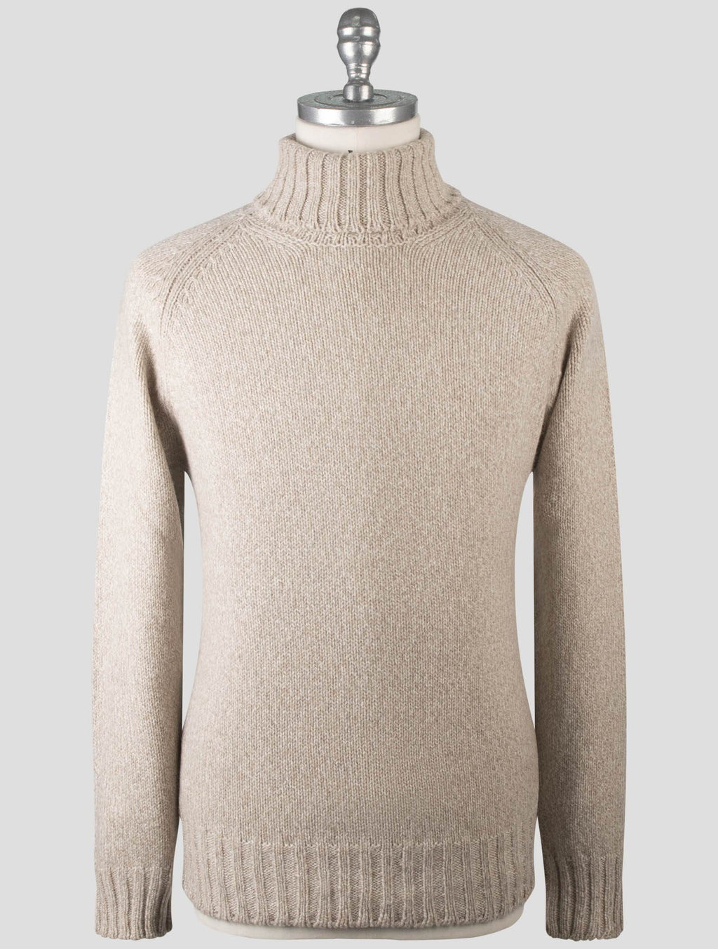 Gran Sasso Beige Cashmere Virgin Wool Sweater Turtleneck