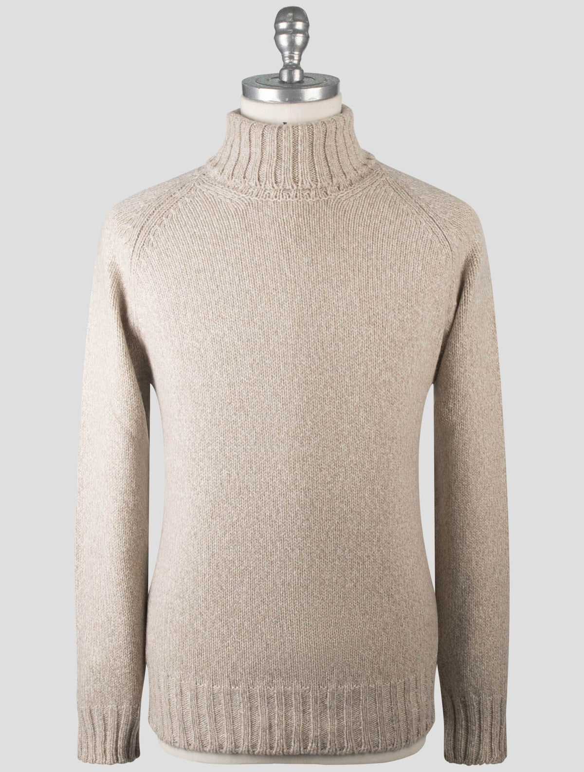 Gran Sasso Beige Cashmere Virgin Wool Sweater Turtleneck